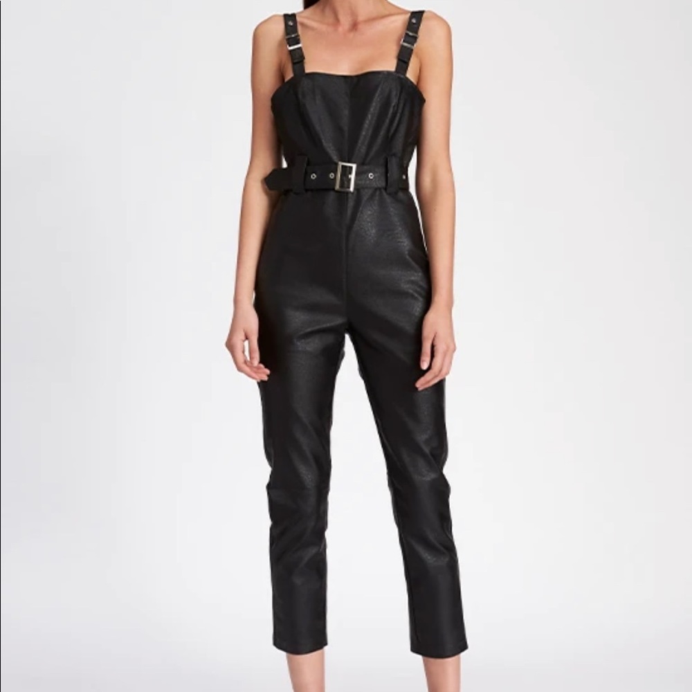 Black leather jumpsuit